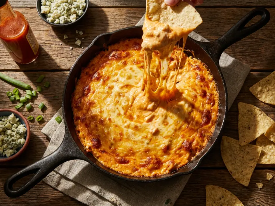 Creamy Buffalo Chicken Dip with Tortilla Chips