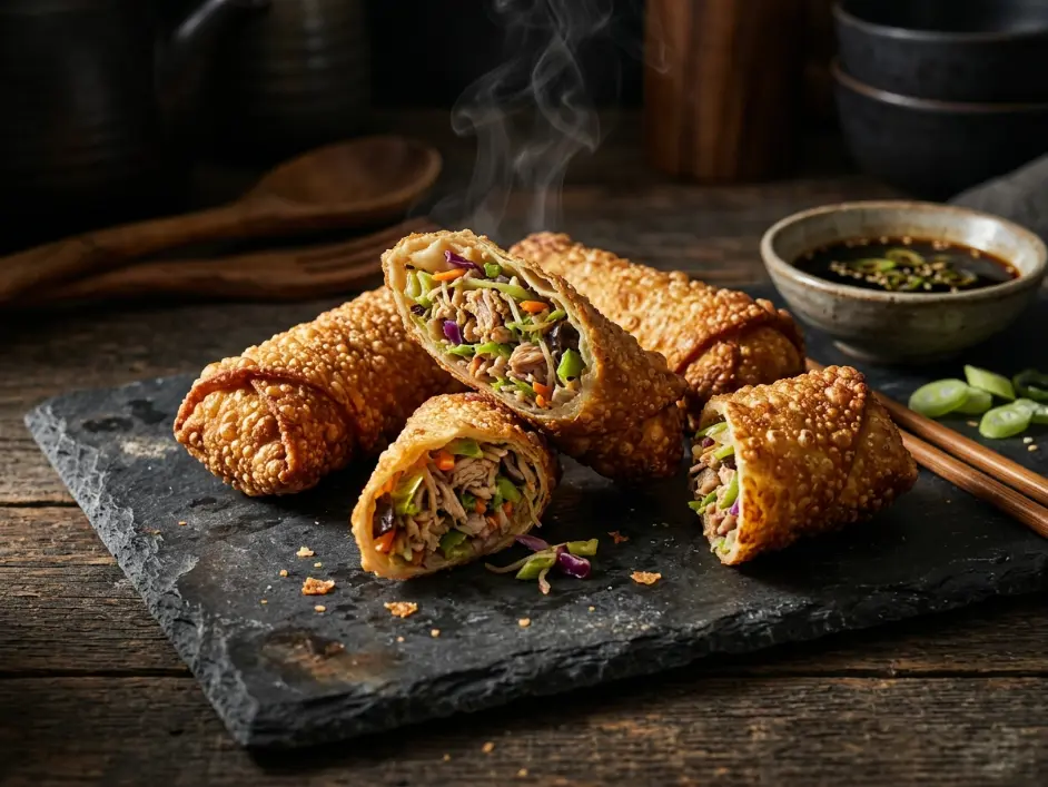 Homemade Crispy Pork and Vegetable Egg Rolls