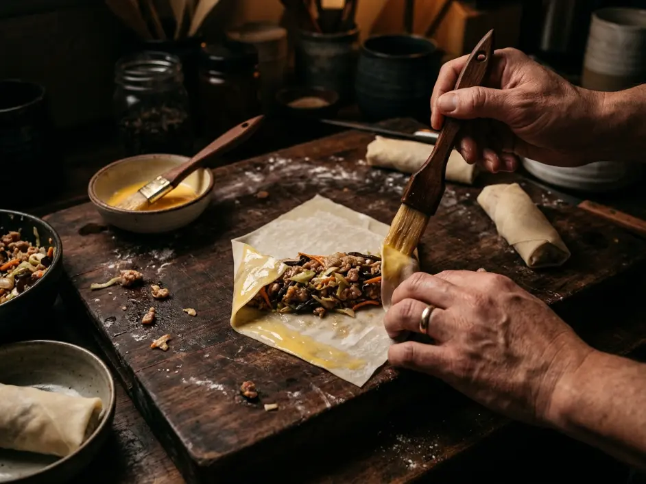 Homemade Crispy Pork and Vegetable Egg Rolls