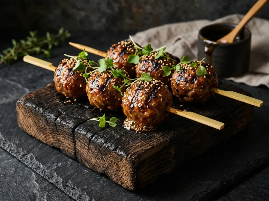 Honey Garlic Glazed Meatball Skewers