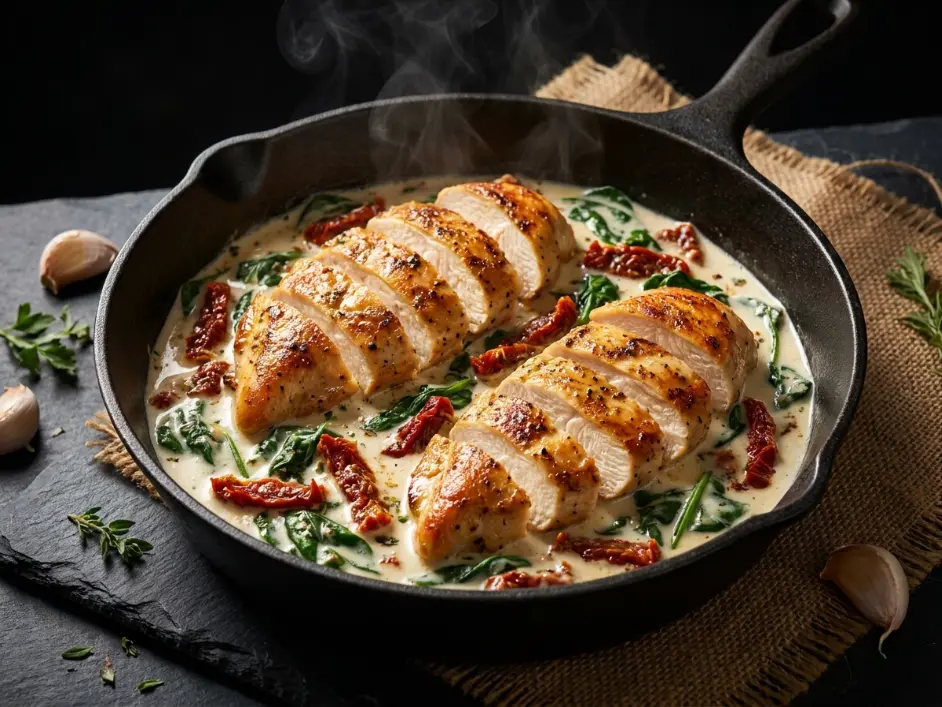 Copycat Olive Garden Creamy Tuscan Garlic Chicken