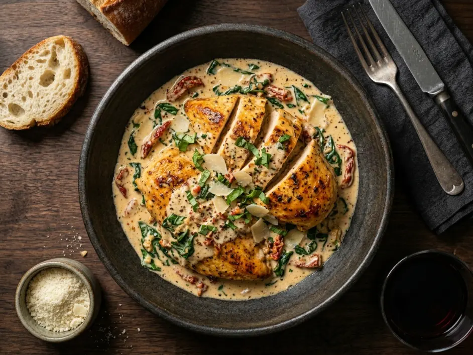 Copycat Olive Garden Creamy Tuscan Garlic Chicken