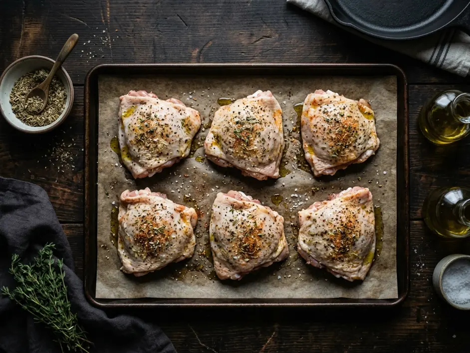 Crispy Sheet Pan Greek Chicken Thighs