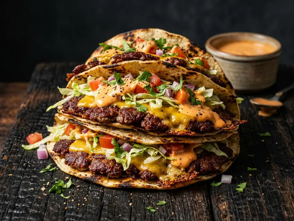 Easy Smashed Burger Tacos with Secret Sauce

