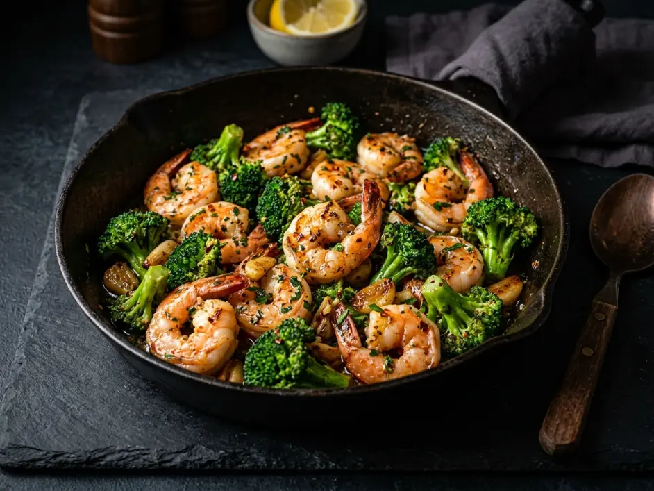 20-Minute Garlic Butter Shrimp and Broccoli Sauté

