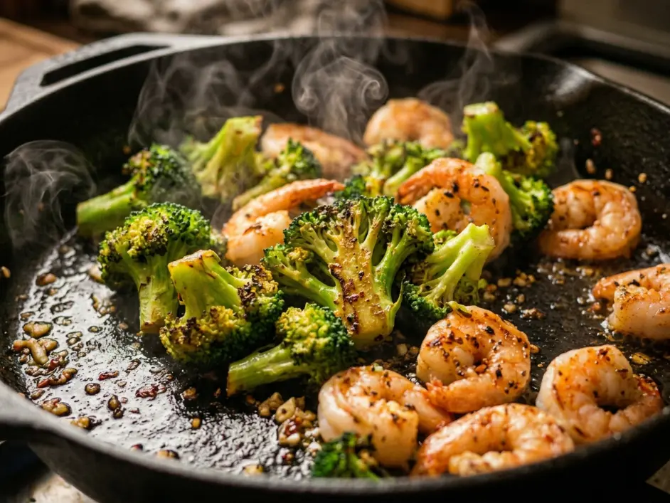 20-Minute Garlic Butter Shrimp and Broccoli Sauté
