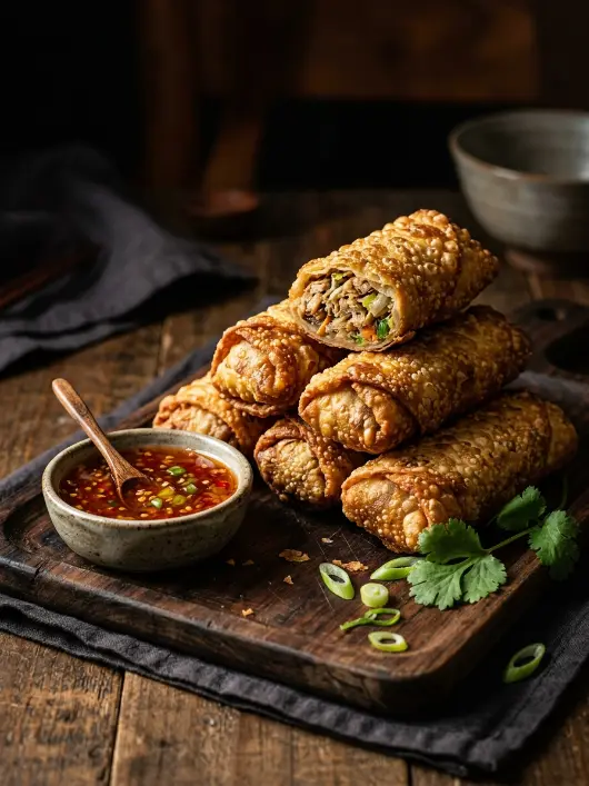 Homemade Crispy Pork and Vegetable Egg Rolls