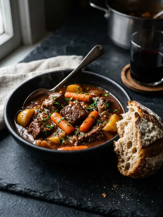 Crockpot Cozy Beef Stew with Red Wine Reduction