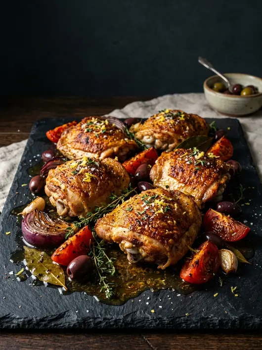 Crispy Sheet Pan Greek Chicken Thighs