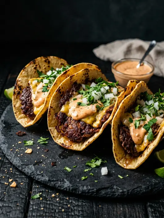 Easy Smashed Burger Tacos with Secret Sauce
