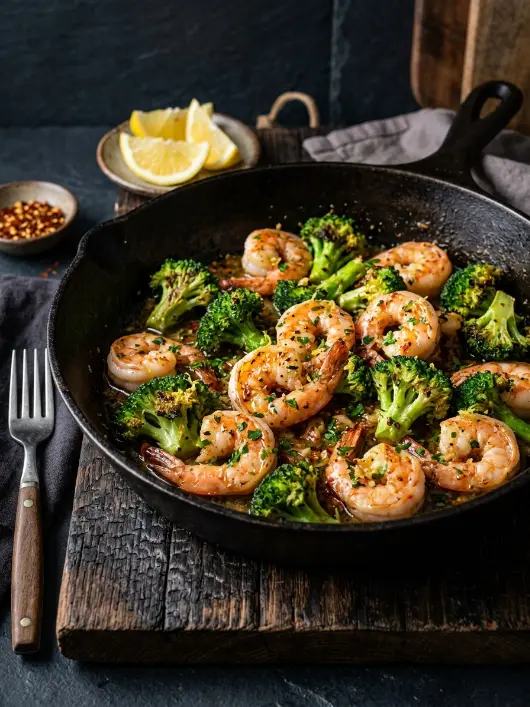 20-Minute Garlic Butter Shrimp and Broccoli Sauté