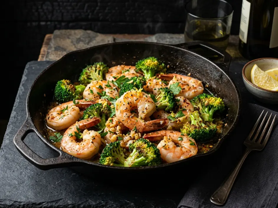 20-Minute Garlic Butter Shrimp and Broccoli Sauté