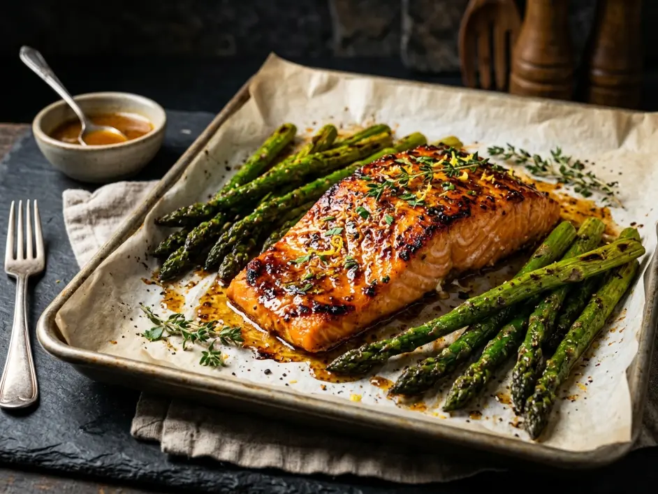 Sheet Pan Honey Mustard Salmon and Asparagus